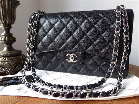 chanel black caviar silver medium|Chanel Classic Double Flap Quilted Caviar Silver.